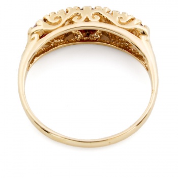 9ct gold Garnet/Opal half hoop Ring size M½